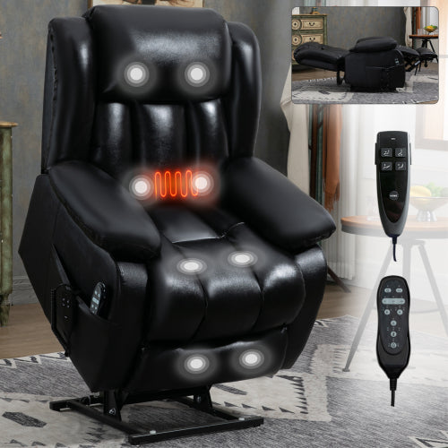 Genuine Leather Lift Chair with Heat and Massage