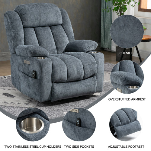 Power Lift Recliner with Heat and Massage, USB and Type-C Ports