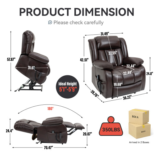 Power Reclining Lift Chair with Massage and Heat