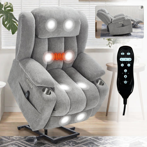Power Lift Recliner with Heat and Massage, USB and Type-C Ports