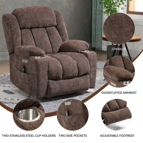 Power Lift Recliner with Heat and Massage, USB and Type-C Ports
