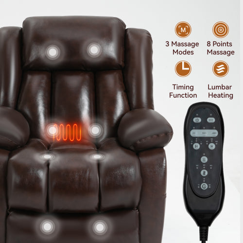 Genuine Leather Lift Chair with Heat and Massage