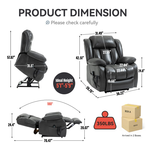 Power Reclining Lift Chair with Massage and Heat