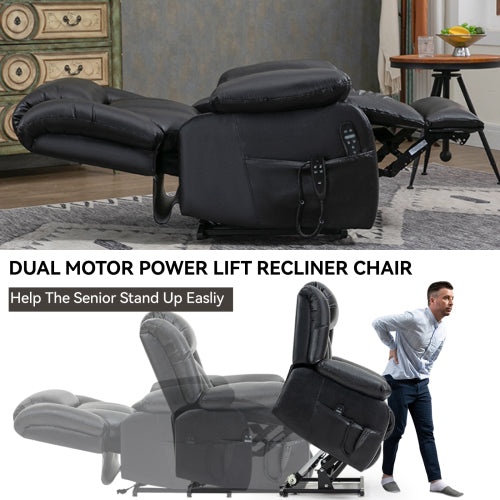 Genuine Leather Lift Chair with Heat and Massage