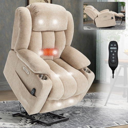 Power Lift Recliner with Heat and Massage, USB and Type-C Ports