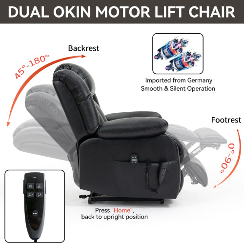 Genuine Leather Lift Chair with Heat and Massage