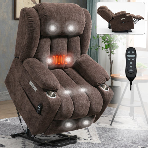 Power Lift Recliner with Heat and Massage, USB and Type-C Ports