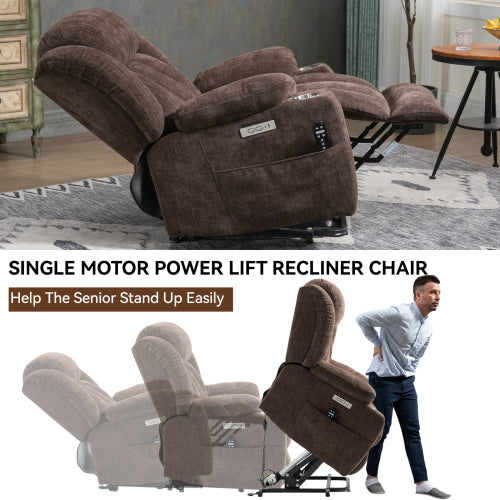 Power Lift Recliner with Heat and Massage, USB and Type-C Ports