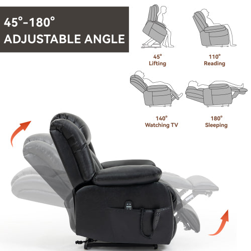 Genuine Leather Lift Chair with Heat and Massage
