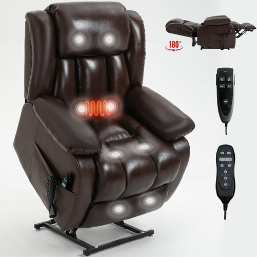 Genuine Leather Lift Chair with Heat and Massage