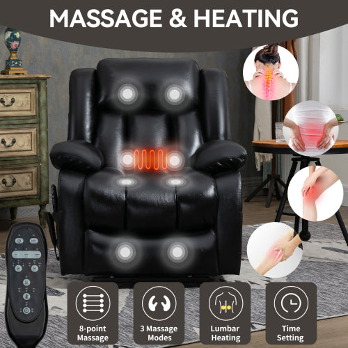 Genuine Leather Lift Chair with Heat and Massage