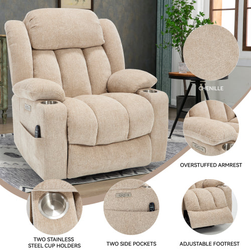 Power Best Recliner with Heat and Massage, USB and Type-C Ports