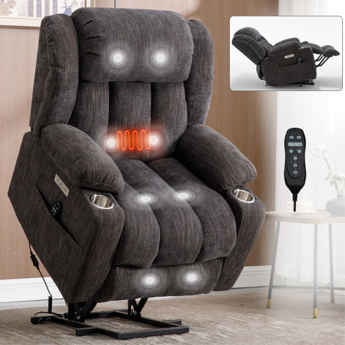Power Lift Recliner with Heat and Massage, USB and Type-C Ports