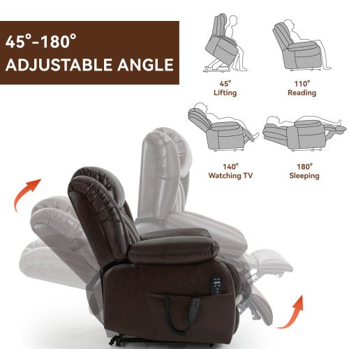 Genuine Leather Lift Chair with Heat and Massage