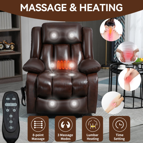 Genuine Leather Lift Chair with Heat and Massage